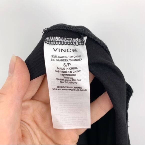 NWT VINCE V-Neck Jersey Wrap Midi Dress Black S - Picture 8 of 12